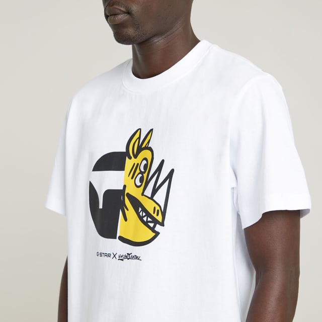 G-Star T-shirt à manches courtes Boombox Cartoon Loose Blanc Dressinn