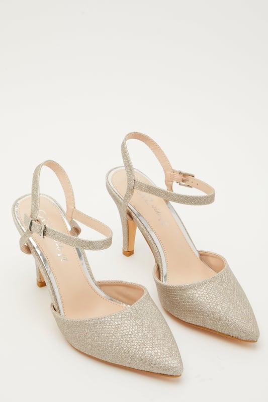 Wide Fit Gold Shimmer Court Heels