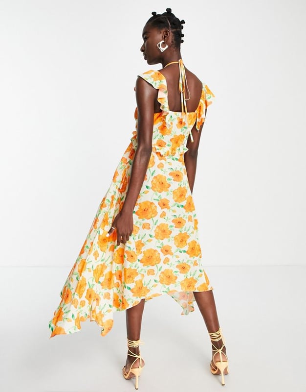 Topshop floral ruffle dress sale