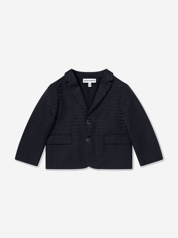 Unveil timeless elegance with the Emporio Armani Baby Boys Logo Blazer in Navy, tailored perfectly for AW2024. Crafted for style and comfort, this piece is an essential for a young gentleman's wardrobe. Key features include: Iconic Emporio Armani logo detailing adds a luxe touch. Premium fabric ensures durability and all-day comfort. Versatile design complements both formal events and casual outings. Navy hue provides a classic, sophisticated look.Elevate your boy's fashion ensemble with this exquisite blazer. Perfect for making a stylish statement!