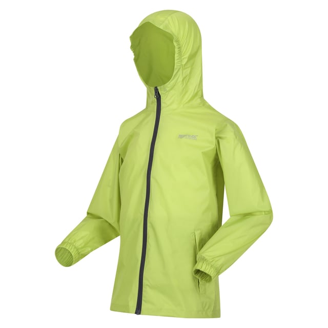 Regatta Great Outdoors Childrens/Kids Pack It Jacket III Waterproof Packaway Black (Green Algae) 100% polyamide. Lightweight, waterproof jacket that packs down small, ideal for walking, hiking, camping, festivals and school trips. The seam sealed ISOLITE 5,000 polyamide fabric with a DWR (Durable Water Repellent) finish sheds moisture and breathes. With two handy pockets and a small stuff sack. Regatta Kids Sizing (chest approx): 2 Years (53-55cm), 3-4 Years (55-57cm), 5-6 Years (59-61cm), 7-8 Years (63-67cm), 9-10 Years (69-73cm), 11-12 Years (75-79cm), 32" (79-83cm), 34" (83-85cm).