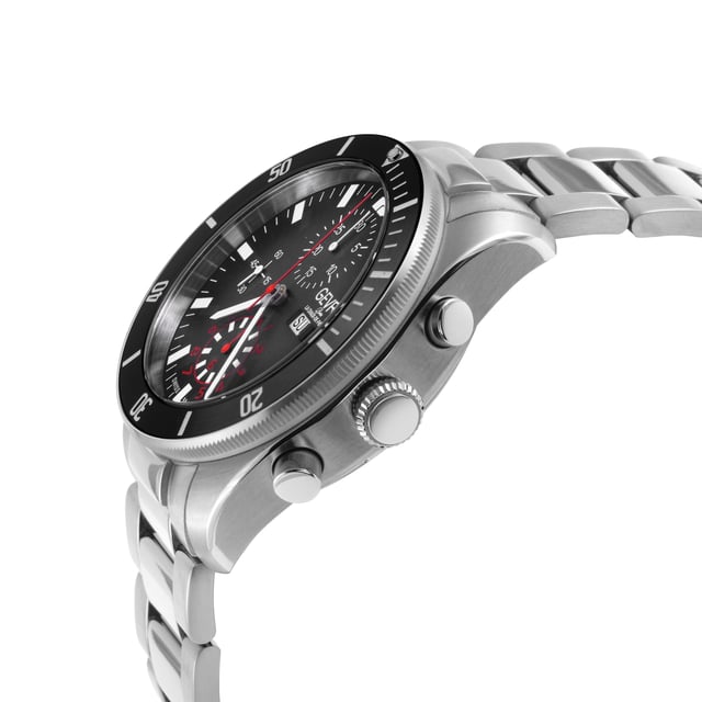 Caja Gevril Yorkville Chronograph 316L SS, esfera negra a gris