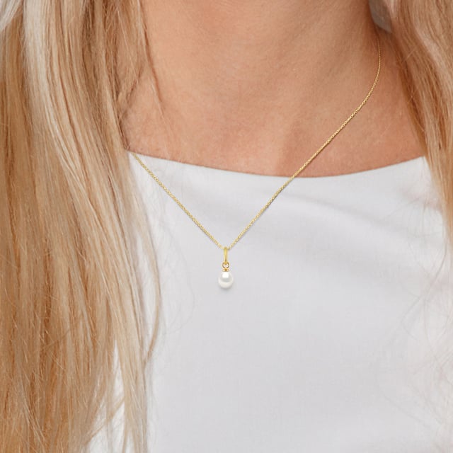Bail hanger - Yellow Gold 750 duizendste - Zoetwater gekweekte parel 5-6mm pear - Wit - Deze hanger wordt geleverd met een vergulde ketting aangeboden - Wordt geleverd in een koffer met een certificaat van echtheid en een internationale garantie - Al onze sieraden zijn In Frankrijk.