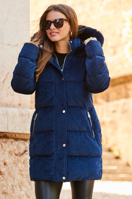 Velvet padded jacket womens outlet