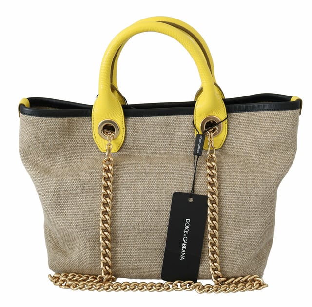 Dolce Gabbana Women s Beige Gold Chain Strap Shoulder Sling