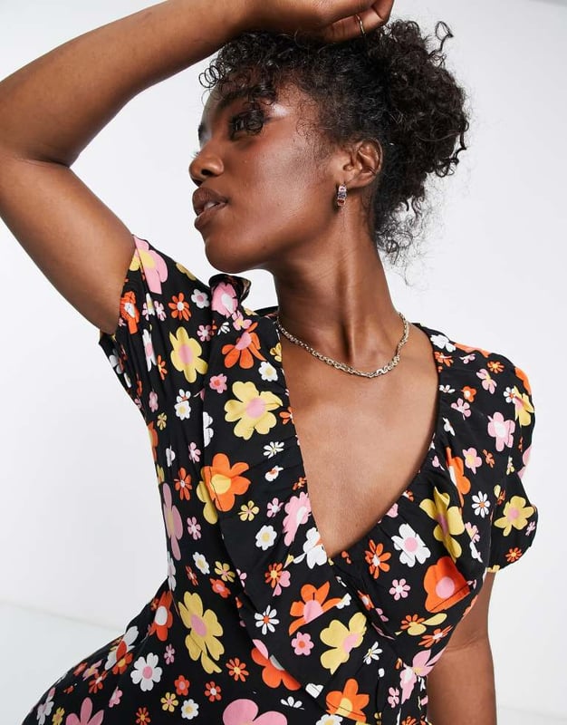 ann taylor black floral dress LOFT by Ann Taylor Petites Brown Floral Print O Ring Halter Neck Dress   Zoehify