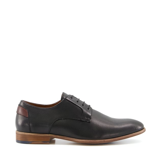 Dune Mens BILLIARD Leather Gibson Shoes in Black
