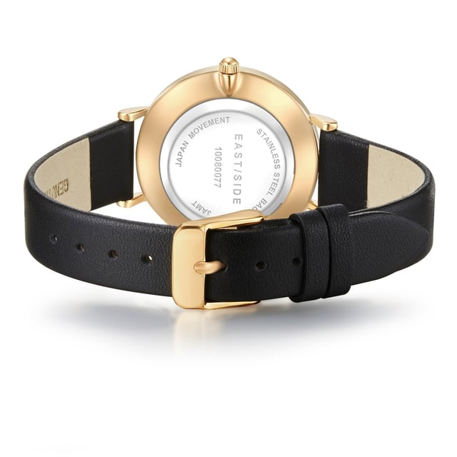 Do you like urban styles, but like to rely on traditional values ??at clocks? Then this women's watch in the Eastside label is the right choice. It combines the modern zeitgeist of the New York district of the same name with a classic watch look. The stylish accessory scores with a reduced dial, simple barnice with Arabic numerals and slim bars. The IP-finished housing in warm yellow gold and a smooth, soft, real leather bracelet with a thorn lock fit harmoniously into the reserved design concept. A precise quartz clock and hardened mineral glass complete the high-quality equipment and make the watch a popular everyday companion.