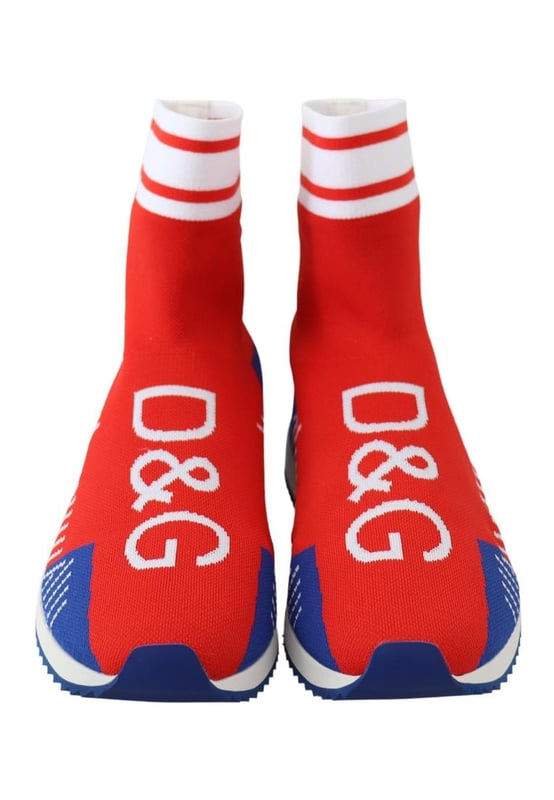 Dolce & Gabbana Men's Blue Red Sorrento Logo Sneakers Socks Shoes