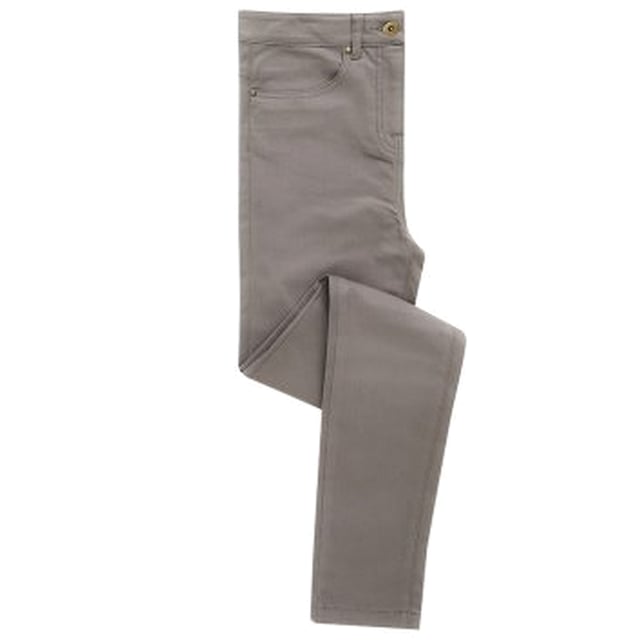 Easy care fabric. Stretch fabric for ease of movement. Belt loops. YKK zip fly with button over. Two side pockets with rivet detail. Two rear patch pockets. WRAP Certified Production. Materials: 63% polyester, 35% cotton, 2% elastane.