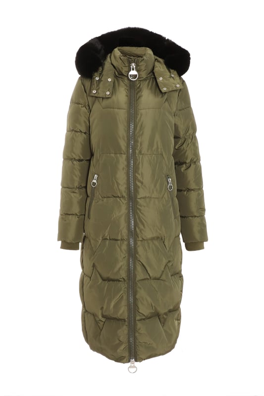 Khaki Padded Long Line Jacket