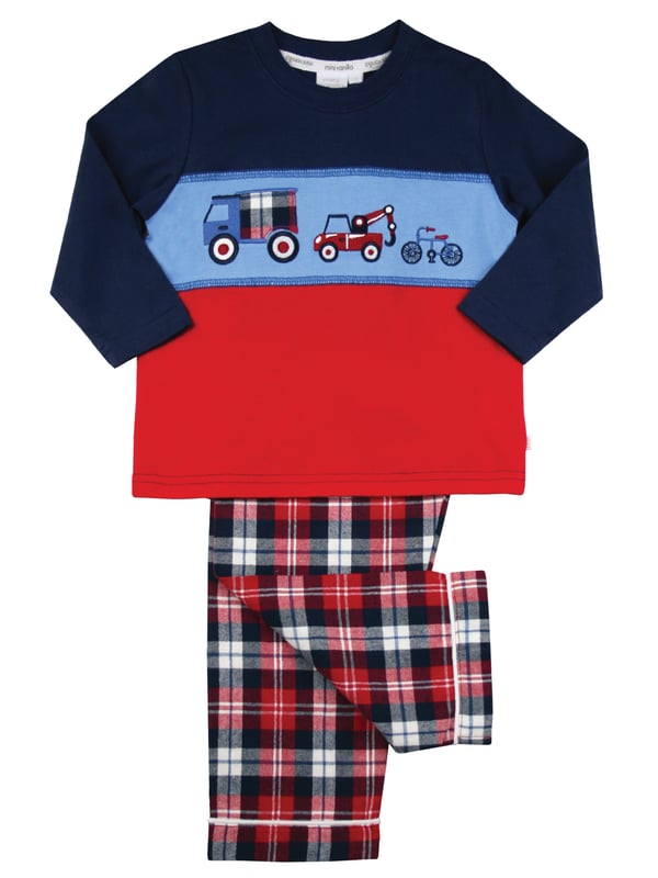 Panelled Top Vehicles Boys Pyjamas

Our pure-cotton pyjamas are a wonderful choice for little ones. The long-sleeved jersey top features panels in navy, blue and red  with vehicle embroideries on the centre panel, that won't fade! The woven red check bottoms are super soft with an elasticated waistband for a comfortable fit.

100% cotton
Machine Washable
Super soft luxury brushed cotton fabric
Vehicles Embroidery
Panelled Design
Classic Fit