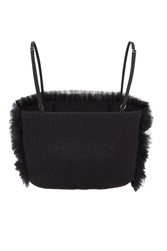 - Tulle finish - Ruffle details - Strappy - Cropped fit - Model height: 5'8" - Model wears uk 8 / us 4 / eur 36 - Always check the care wash label - Cool hand wash with mild detergent