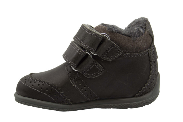 Hush Puppies Twinkly Grey Leather Hook and Loop Kids Boots HKB8038