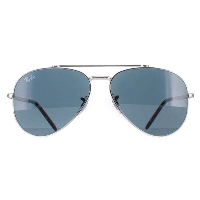 Ray-Ban Aviator Unisex Polished Silver Blue RB3625 New Aviator  Sunglasses are a fusion of classic design and modern innovation. With a nod to the iconic aviator silhouette, these sunglasses feature a sleek metal frame and bold double bridge, delivering a contemporary twist on a beloved style. The updated, slightly squared lenses offer a fresh take on the traditional aviator shape, exuding confidence and sophistication. Crafted with precision and attention to detail, these sunglasses not only make a fashion statement but also provide exceptional UV protection, ensuring both style and eye safety.