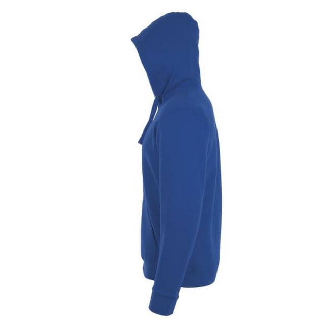 Mens hoodie. Drop shoulder style. Brushed back fleece. Hood with self fabric drawcord. Full length front zip. Two front pockets. Ribbed cuffs and hem. 260gsm. Fabric: 50% Cotton, 50% Polyester. Mens Chest (to fit inches): S(36/38), M(38/40), L(41/42), XL(43/44), XXL(45/47).