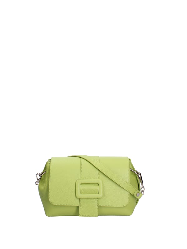 Bolso bandolera para mujer. El cierre es con imán. Hay dos bolsillos internos con cremalleras. Los bolsillos externos están ausentes. La bandolera es ajustable y extraíble en piel. El asa es extraíble en piel. Hay dos compartimentos internos. El material exterior es piel auténtica tipo dólar. Internamente está forrado en tejido 70% algodón - 30% poliéster. Medidas: 23x16x8 cm. Hecho en Italia