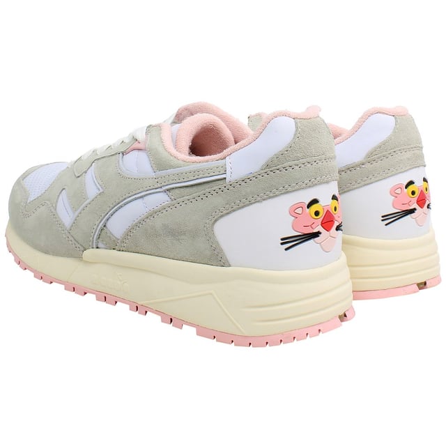 Diadora LC23 N9002 Pink Panther White Leather Unisex Lace Up Trainers