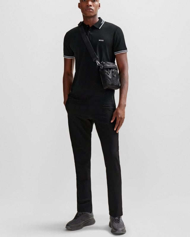 A contemporary polo shirt cut to a defined fit by BOSS Menswear, created in stretch cotton with contrast stripes and branding.

Slim fit
Flat-knit collar
Number of buttons: 2
Short sleeves
Flat-knit cuffs
Standard length
92% Cotton, 8% Elastane

50506193