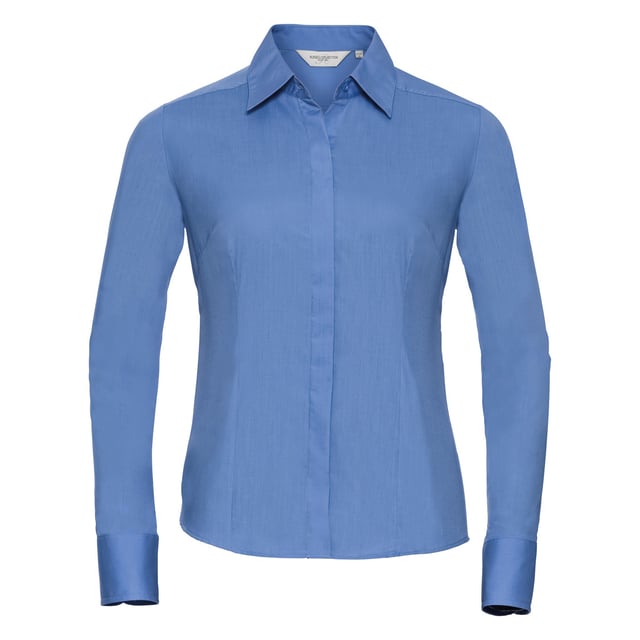 One of the great classic shirt fabrics, combining elegance with durability and wearer comfort. Smart and stylish fitted shirt design in a fine poplin fabric. Concealed placket. Stylish yoke design. Darts on bust front hem and back panel for fitted shape. Decorative top stitch on darts. Modern rounded 2 button cuffs. Rounded hem. The elegant lightweight fabric is especially suited for finer embroideries. Also available in mens sizes, code 924M. Weight: 110- 115g/m². Fabric: 65% Polyester, 35% Cotton. XS (30-32: To Fit (ins), 8: Dress Size). S (32-34: To Fit (ins), 10: Dress Size). M (34-36: To Fit (ins), 12: Dress Size). L (36-38: To Fit (ins), 14: Dress Size). XL (38-41: To Fit (ins), 16: Dress Size). 2XL (41-44: To Fit (ins), 18: Dress Size). 3XL (44-47: To Fit (ins), 20: Dress Size). 4XL (47-51: To Fit (ins), 22: Dress Size). RUSSELL COLLECTION - a variety of Mens and Womens corporatewear in a wide range of styles, colours and sizes.