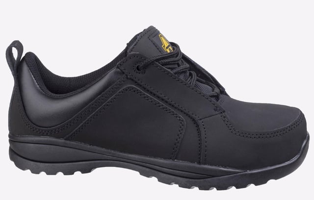 A lightweight safety shoe with rubber sole to 300 degrees, heat resistant, SRC slip and anti-static penetration protection sole.
- Amblers Safety FS59C Ladies Safety
- Action Nubuck Leather
- Hidden Lace Looping System
- Pull on Loop
- Padded collar
- Heat resistant rubber outsole
- Lightweight Composite Toe Cap and Midsole
- Meets EN ISO 20345:2011 Safety footwear standards
- Antistatic protection and energy absorbing heel