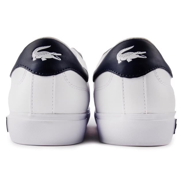 Lacoste Powercourt Trainers Lacoste's Powercourt Women's Trainer Is A Fashion Icon With Retro Appeal. This White Pair Features A Colourful, Eye-catching L-croc Branding, Navy Details, Canvas Lining And A Padded Ortholite Insole For Extra Comfort. A Great Addition To Let Your All-season Wardrobe Stand Out.