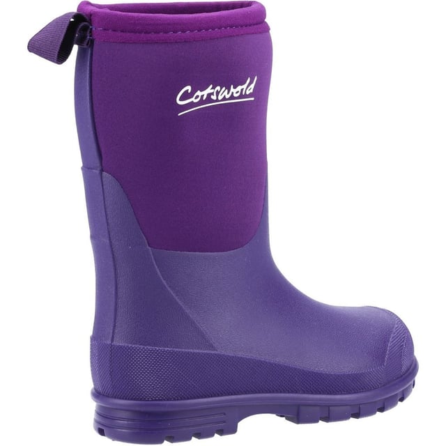 Upper: EVA (Ethyl Vinyl Acetate), Neoprene. Outsole: EVA (Ethyl Vinyl Acetate), Treaded. Sole Features: Lightweight. Fastening: Slip-on. Contrasting Fabrics, Pull Tab, Reinforced Heel. Low Heel. Cut: Calf-Length. Design: Logo, Textured. Toe Style: Reinforced. Easy to Clean, Waterproof.