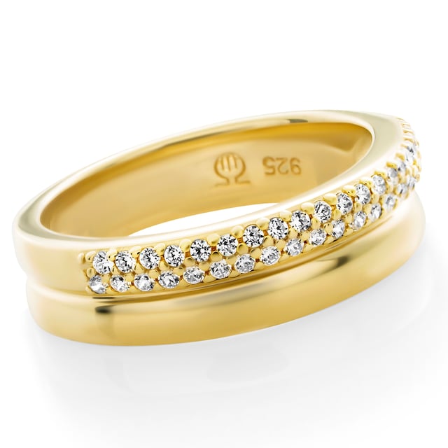 This elaborate Ring for Women from Orphelia  is the perfect gift to spoil yourself or a loved one. The Ring is made out of 925 Sterling Silver, colored Gold at Size: 52 weighing in at 2.7 grams with a Width of 0.5 cm at its widest point. The Orphelia 'Emily' Women's 925 Sterling Silver Ring - Gold ZR-7581/G is delivered in a stunning gift box and carries a two year warranty.