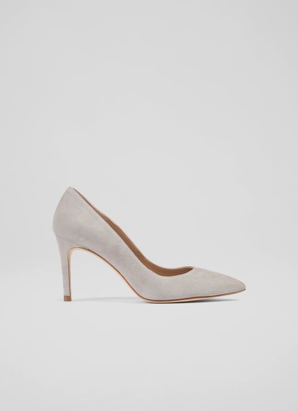 Pale grey shop suede court shoes