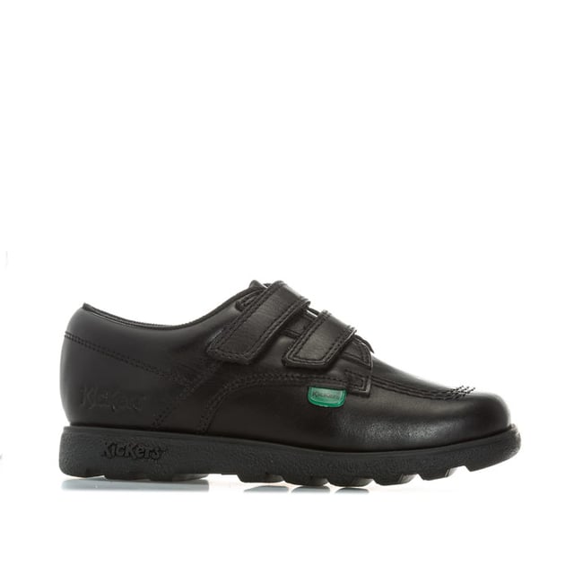 Boy s Kickers Infant Fragma Lo Strap Leather Shoes in Black