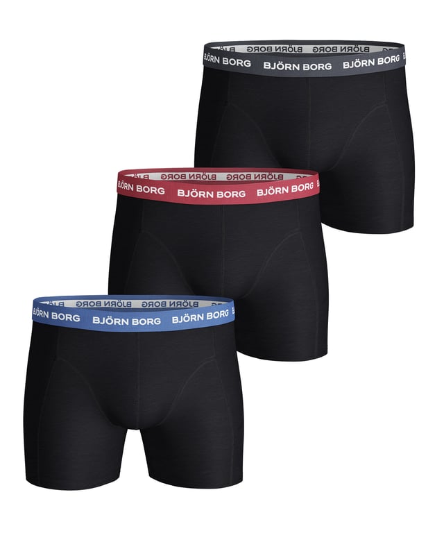 Björn Borg - Men’s 3 Pack Cotton Stretch BoxersGet three times the comfort with this 3-pack of Björn Borg Men's Classic Cotton Boxers. If you're looking to add a touch of luxury to your daily routine, look no further. Made from soft cotton fibres, these boxers are the perfect everyday essential.The cotton blend is a sustainably sourced material and engineered to be as comfortable as it is durable, so they will last a long time without fading or sagging. The soft elastic waistband gives you a secure fit and the mid-rise design means they're perfect for everyday wear.They have a comfortable stretch fit at 170 gsm are great value for money, so you can feel good about investing in yourself. The stretch fabric is designed to provide a snug fit that helps prevent any chafing or irritation.These boxers are perfect for all walks of life, making them an ideal choice for topping up that underwear drawer. They come in 4 different colour/style options which are: All Black, Coloured Waistband, Camo & Navy Floral.These boxers are made from: 95% Cotton, 5% Elastane and come in 4 sizes: Small, Medium, Large & X-Large. They come in 3 pairs per pack and they are Machine Washable.Extra Product DetailsBjörn Borg Men’s BoxersSoft Cotton Fibres3 Pairs Per PackComfort Stretch FItSustainably Sourced MaterialsMedium Leg LengthMid Waist RiseSoft Elasticated WaistbandAn Everyday Essential4 Colour Options95% Cotton, 5% ElastaneAvailable in: S, M, L & XLMachine Washable