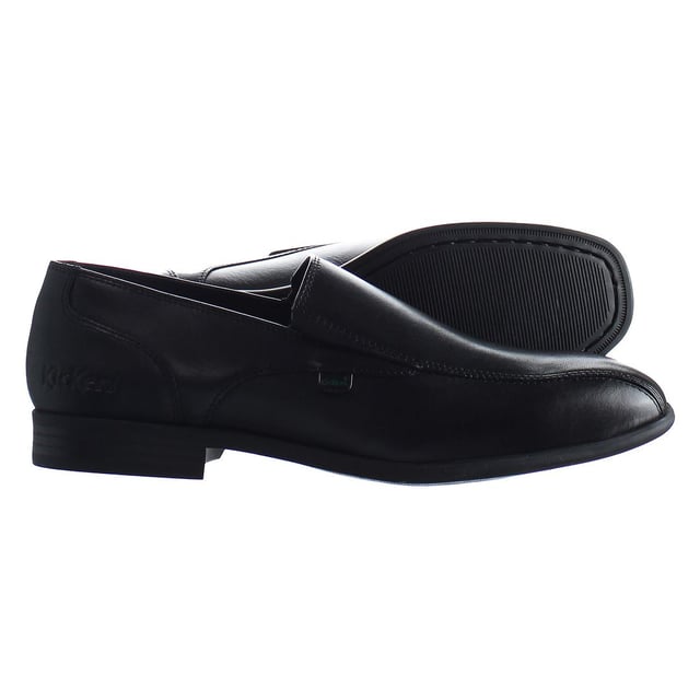 Kickers Jarle Slip-On Negro Liso Zapatos de los hombres de cuero 1 15241
