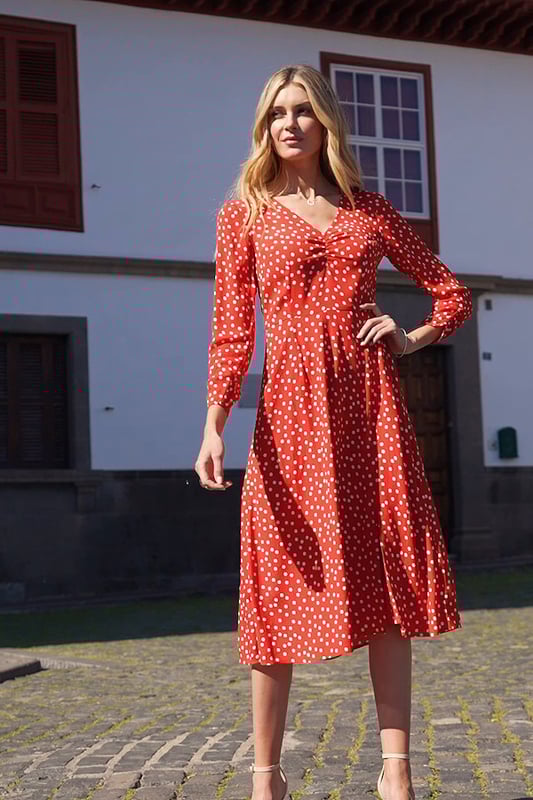 Red spot sale midi dress