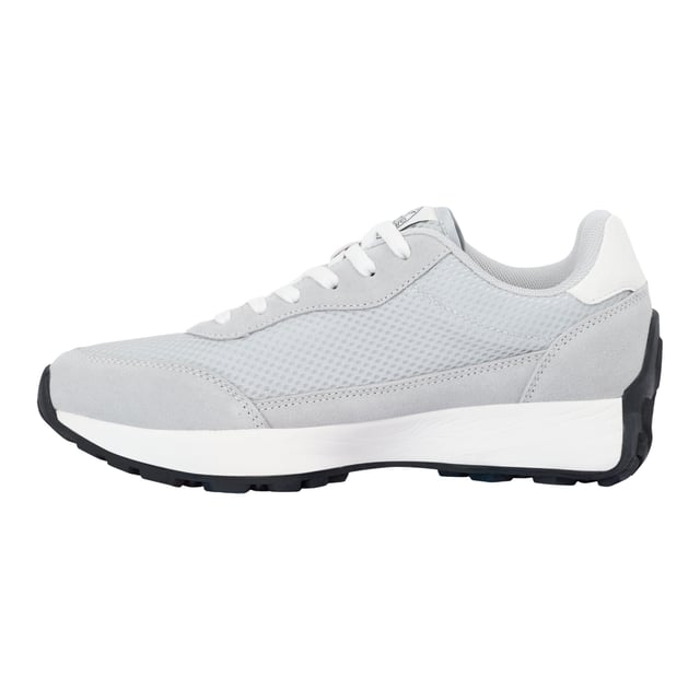 Regatta Womens/Ladies Marine Heritage Trainers (Grey) Upper: Mesh, Synthetic. Lining: Synthetic. Midsole: Cushioned, EVA (Ethyl Vinyl Acetate), Shock Absorbing. Outsole: Synthetic, Traction Grip. Breathable, Pull Tab, Synthetic Suede Mudguard. Flat. Cut: Low. Design: Contrast Detail, Logo. Toe Style: Round. Fastening: Lace Up.