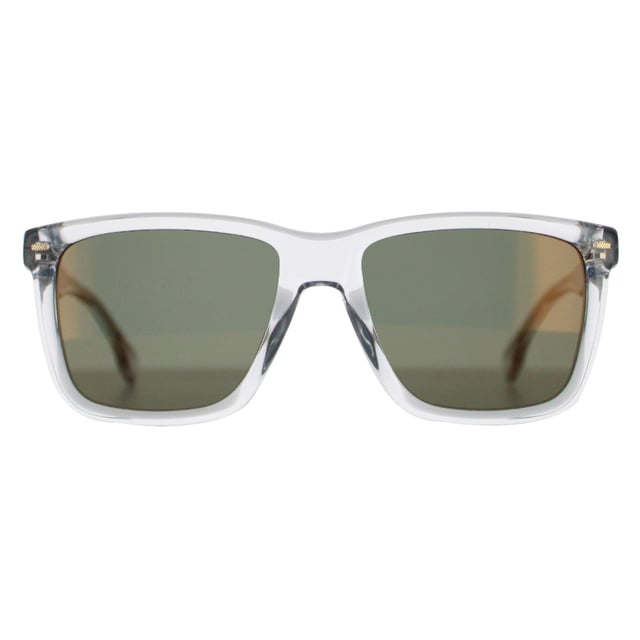 Las gafas de sol Hugo Boss Square para hombre en gris transparente, verde y dorado con espejo BOSS 1317/S son un modelo cuadrado clásico elaborado en acetato ligero. Las patillas finas llevan el logotipo de Hugo Boss para mayor autenticidad.