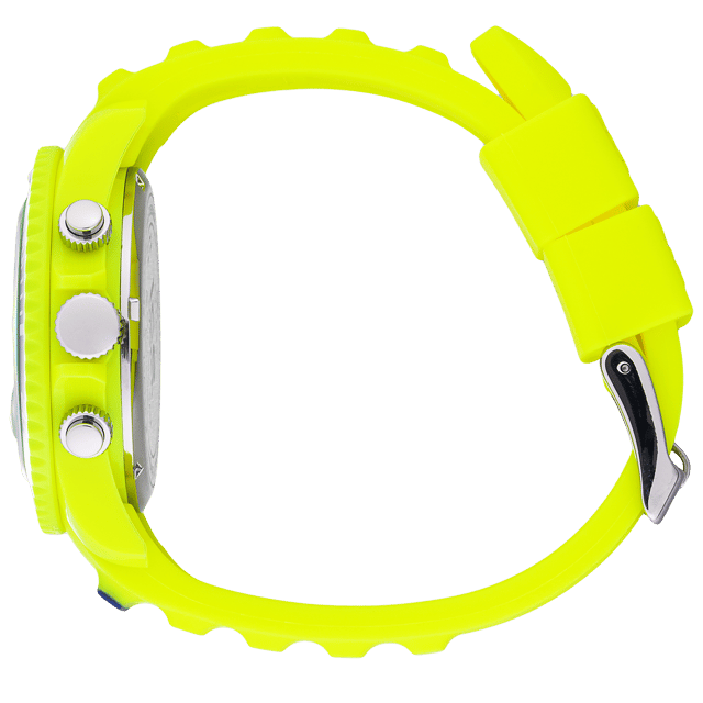 This Ice Watch Ice Chrono - Yellow Blue Chronograph Watch for Unisex is the perfect timepiece to wear or to gift. It's Yellow 40 mm Round case combined with the comfortable Yellow Silicone watch band will ensure you enjoy this stunning timepiece without any compromise. Operated by a high quality Quartz movement and water resistant to 10 bars, your watch will keep ticking. Opt for the sporty and masculine look of the ICE chrono watch - Yellow blue! Imposing and robust, this yellow and blue watch gives a very special style to your everyday outfits. This Chronograph watch has a calendar function: Date , Stop Watch , 24-hour Display and Luminous Hands High quality 20 cm length and 19 mm width Yellow Silicone strap with a Buckle Case diameter: 40 mm,case thickness: 13 mm, case colour: Yellow and dial colour: Blue