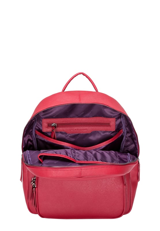Pack in more style with the Delacy Backpack. Our luxury Saffiano leather has a subtle textured finish, which is complimented with the minimal design for a fashion forward style. Perfect for looking smart on your travels, whether it be for work or play the functional bag comes with an external zip pocket for easy access, two side slip pockets and a zip round opening to reveal inner slip and zip pockets for more storage. Features: , Genuine leather, Smith and Canova bling debossed logo, Zip round opening, Leather grab handle, Front zip round pocket, Smith and Canova branded lining, Internal slip and zip pockets