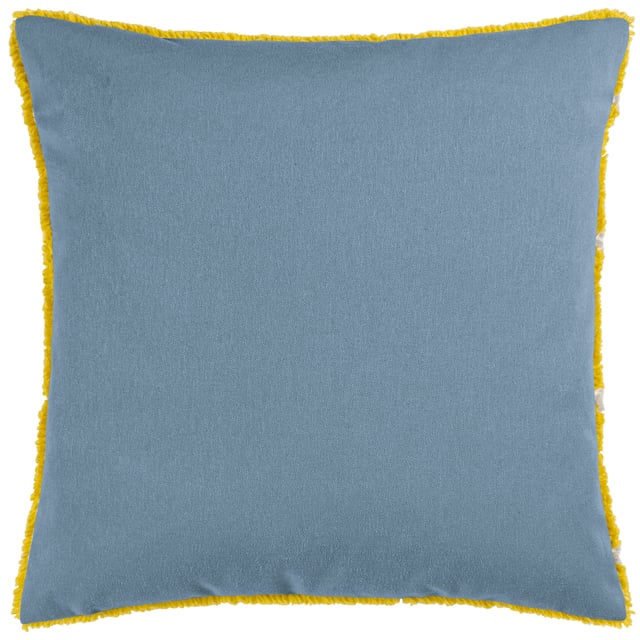 Add some fun flower power to your home with this amazing loop tufted cotton Daisy cushion. Featuring cute white daisies with different coloured centres and set on a vibrant yellow background, this bold design creates a fun, friendly and retro fashion piece. Finished with a plain polycotton canvas reverse, knife edged trim and zip fastening. A great way to create your own style in a new living space.  Size: 45 x 45cm