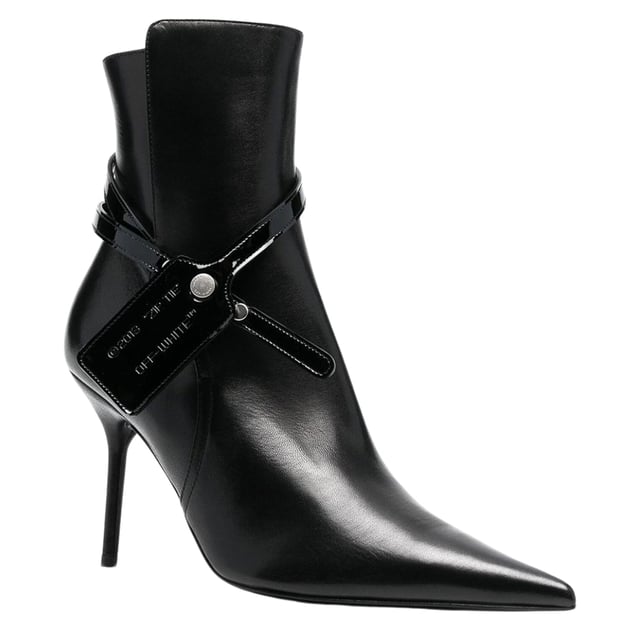 Nappa Calf Zip Tie Ankle Boot Black, Made In Italy, Zip Fasten, Black Boot Style Heel, 100% Leather