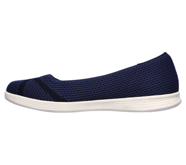 Skechers On The Go Dreamy Slip On Women's Shoes In Navy Sleek versatile style combines with advanced comfort in the Skechers On the GO Dreamy - Lily shoe. Soft woven mesh fabric upper in a casual comfort slip on walking skimmer ballet flat with two-colour knit design, Air Cooled Goga Mat® insole and ULTRA GO™ cushioned midsole.
Details:
Soft woven knit mesh fabric upper
Casual comfort slip on skimmer ballet flat design
Stitching accents
Two-tone woven design with instep accent color woven in detail
Side S logo
Padded collar with extra padded heel lining