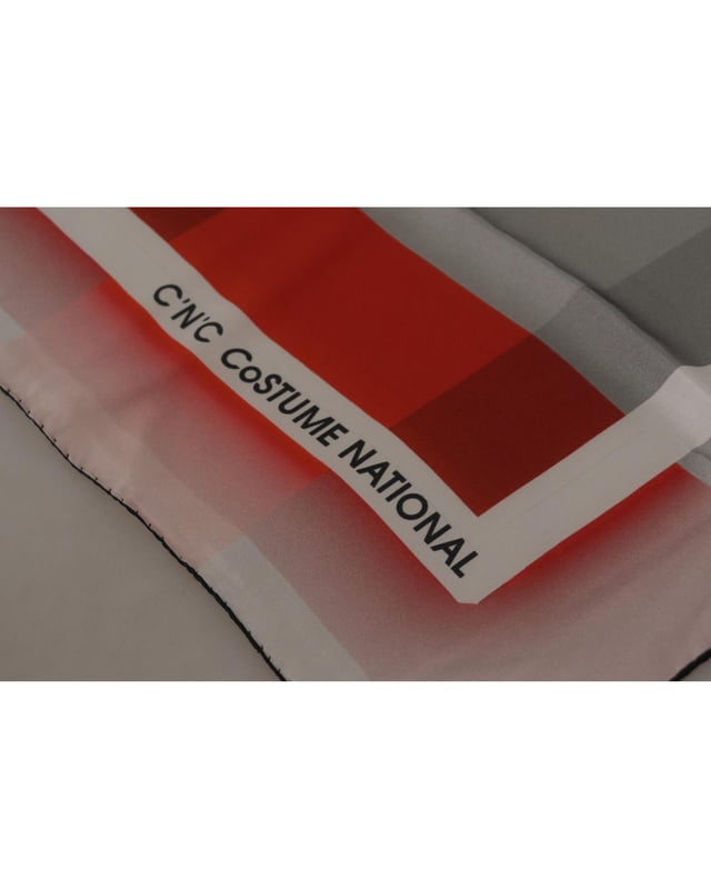 Brand: C&#8217;N&#8217;C COSTUME NATIONAL
  Material: 100% Silk
  Gender: Women
  Color: Gray red checkered print
  Logo details
  Made in Italy
  Size: 135cm x 135cm