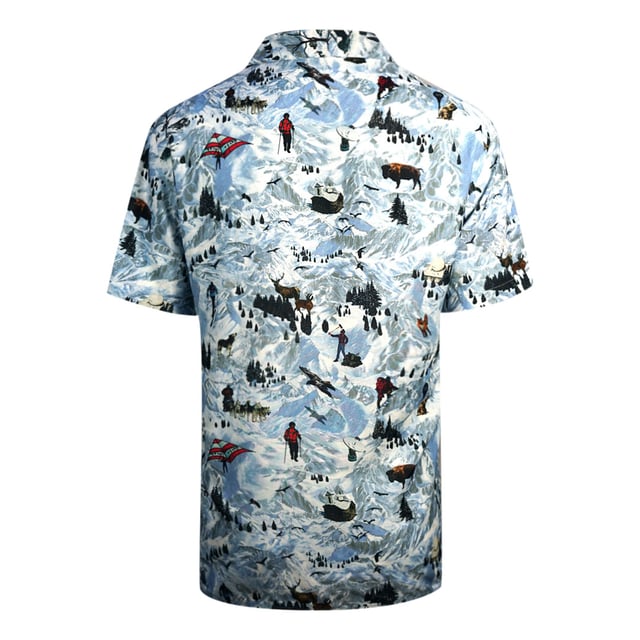 Camisa Lanvin Alpine Print Azul Cielo. Camisa Lanvin Azul. Impresión alpina. Manga Corta, 100% Viscosa. Bolsillo en el pecho izquierdo. Estilo: RMSI0056 221