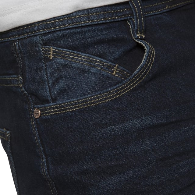  ETO Mens Tapered fit Stretch Jeans for Casual and Work Wear, Button Fly Fastening, Contrast Stitching, Branded Buttons and Rivets, Front Pockets Are Secured with Rivets, 5-Pocket Design, 98% Cotton, 2% Spandex, Machine washable (See Tags) .