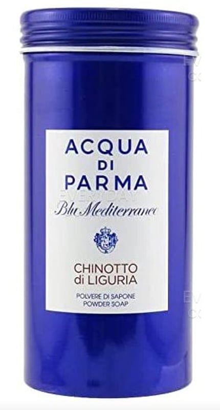 Acqua Di Parma Blu Mediterraneo Chinotto Di Liguria Powder Soap Soap is a silky-smooth scented powder soap. Transforms into a rich and velvety foam once contact with water occurs to gently cleanse the skin