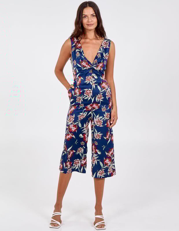 Knot front top culotte jumpsuit