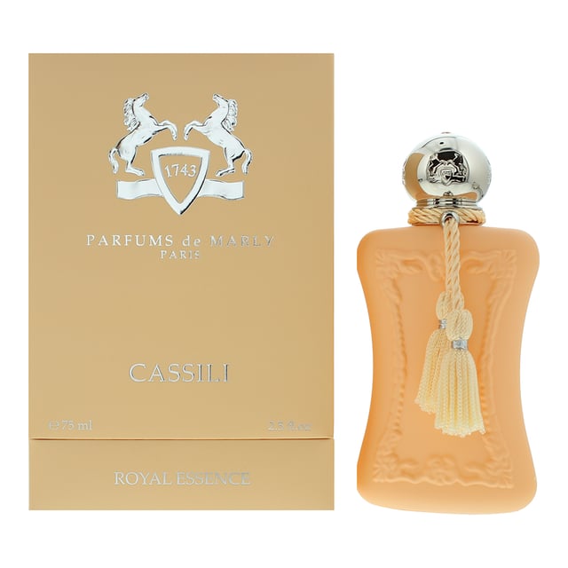 Parfums De Marly Cassili, launched in 2019, is a mesmerizing and enchanting amber floral fragrance that embodies femininity and grace. The fragrance features top notes of red currant, floral notes and Bulgarian rose; middle notes of frangipani, plum, petalia and mimosa; and base notes of vanilla, tonka bean and sandalwood.