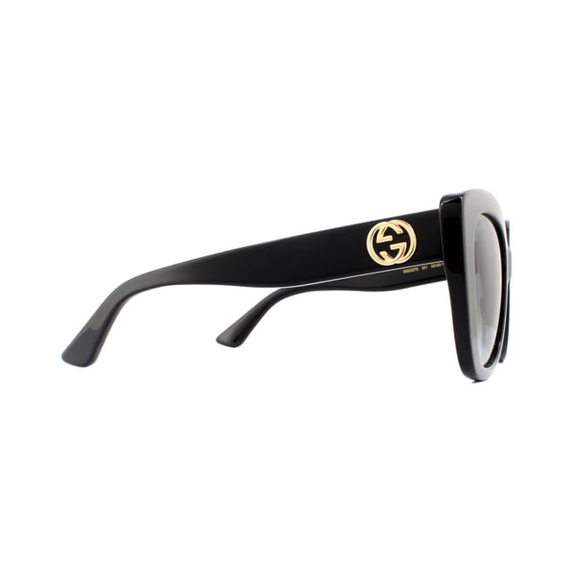 Gucci Sunglasses GG0327S 001 Black Grey Gradient are a bold acetate cat eye style for women. Embellished with the interlocking GG logo on each temple. These sunglasses are guaranteed to make a statement this summer!.