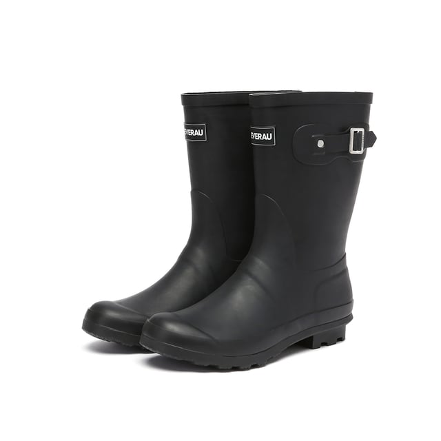 EVER AU Women Penguin Mid Calf Gumboots Black