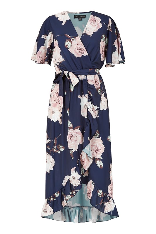 Mela london navy wrap clearance dress