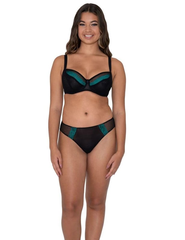Introducing the new Eye Spy range by Curvy Kate, a fun and playful addition to your lingerie drawer! The Brazilian style brief contrasts delicate lace and sheer mesh to create a sexy look and feel for any time of day. Moderate rear coverage provides a flattering look with a hint of seductiveness which allows for adaptability. Pair with the matching balcony bra from the Eye Spy range for a perfect look.  Playful, feminine design, Comfortable and contemporary fit and feel, Sexy Brazilian style brief with contrast lace panels, Minimum to moderate rear coverage, Matching items available, Listed in UK sizes.   Brazilian Brief
